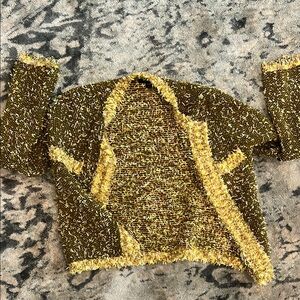 Textured Knit Cardigan in Yellow and Brown